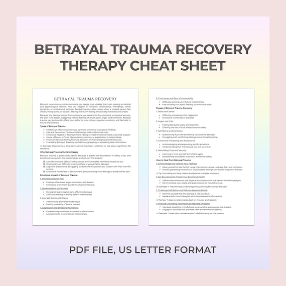 Betrayal Trauma Therapy Cheat Sheet, Trust Recovery, Emotional Healing, Relationship Healing, Emotional Safety, Self-Worth Growth