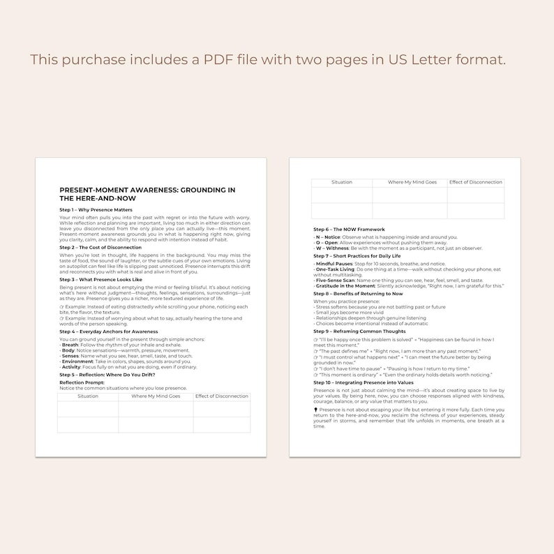 Present Moment Awareness Worksheet Strengthens Grounding Skills Through ...