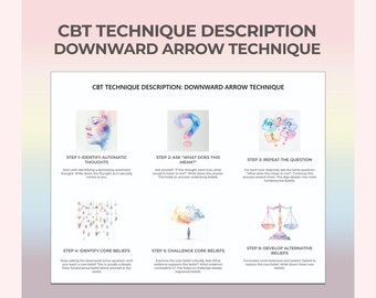 Downward Arrow Technique, Core Beliefs CBT Technique, Cognitive-Behavioral Therapy, Mental Health, Therapy Technique, Therapy Worksheet PDF