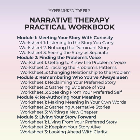 Narrative Therapy Workbook Guided Self Discovery Journal for Mental Health Healing and Personal Growth Through Reflective Writing Prompts