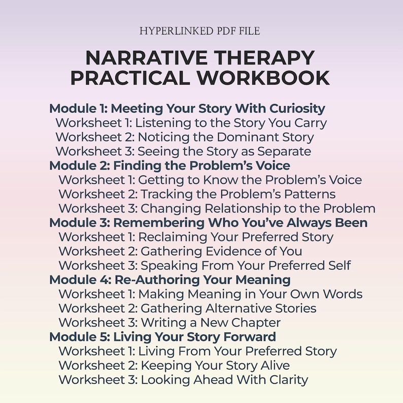Narrative Therapy Workbook Guided Self Discovery Journal for Mental Health Healing and Personal Growth Through Reflective Writing Prompts image 1