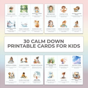 Cartões de terapia calmante para crianças Jogo de psicoterapia para impressão Regulação emocional infantil Alívio do estresse Apoio à saúde mental Terapeuta PDF