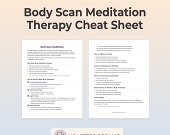 Body Scan Meditation Worksheet Printable Mindfulness Grounding Exercise Somatic Awareness Anxiety Relief Stress Support Therapist Handout