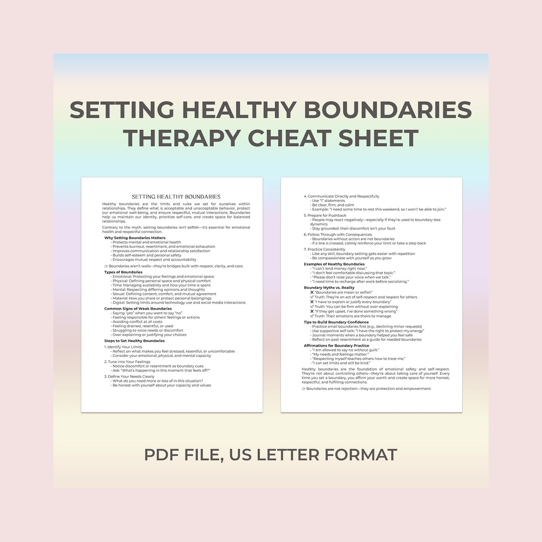 Setting Healthy Boundaries Cheat Sheet Therapy Coaching Growth ...