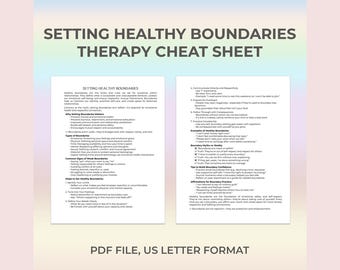 Hoja de referencia para establecer límites saludables, coaching terapéutico, crecimiento, PDF imprimible, claridad emocional, relaciones, respeto, práctica de autocuidado.