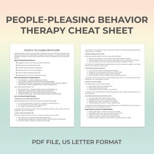 People Pleasing, Therapy Sheet, Break People Pleasing, Overcome People Pleasing, Fear of Rejection, Setting Boundaries, Self-Worth Growth