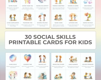Social Skills Therapy Cards for Kids Printable Psychotherapy Worksheets Children Coping Strategies Mental Health Support Classroom Tool PDF