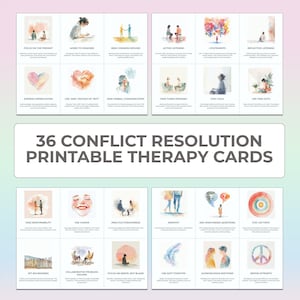 Cartões de terapia para resolução de conflitos, terapia de casal, terapia familiar, interpessoal, cartões de terapia para impressão, planilha de terapia, saúde mental