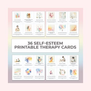 Kaarten zelfrespecttherapie, interpersoonlijk, CGT, cognitief gedrag, afdrukbare flashcards, werkblad, humanistische therapie, counselingtool
