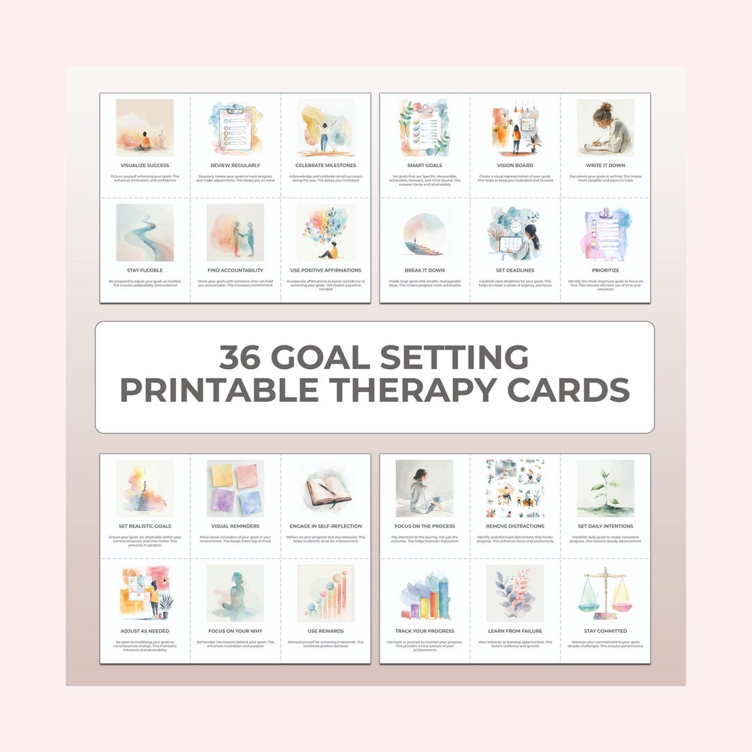 Goal Setting Therapy Worksheets Printable Solution Focused Cards for ...