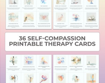 Compassion-Focused Therapy Cards, CFT, Mindfulness-Based Stress Reduction, MBSR, Printable Therapy Cards, Self-Compassion,Therapy Worksheets