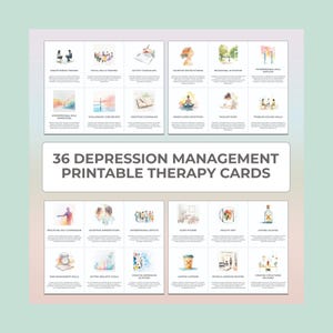Depression Management CBT Therapy Cards Printable Cognitive Behavioral and Interpersonal Therapy Worksheets for Emotional Healing PDF