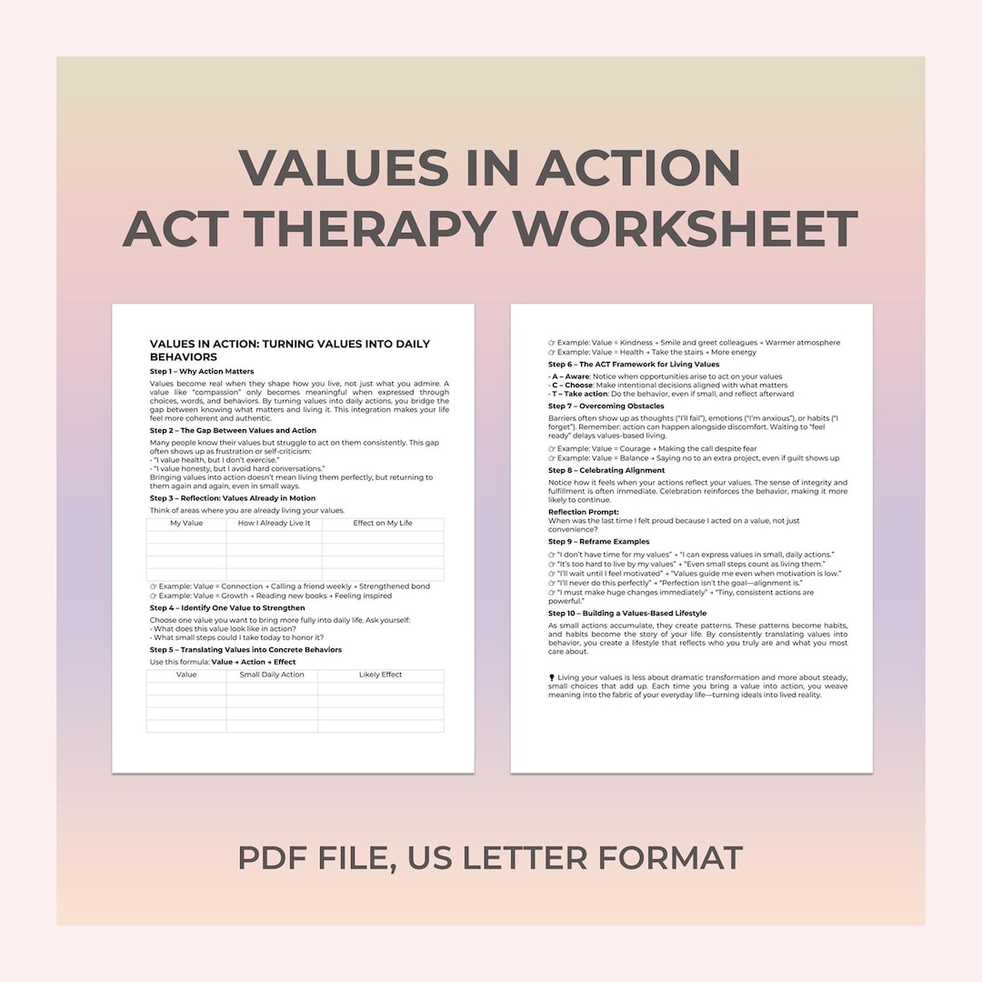 Values in Action Worksheet Translates Core Principles Into Daily ...