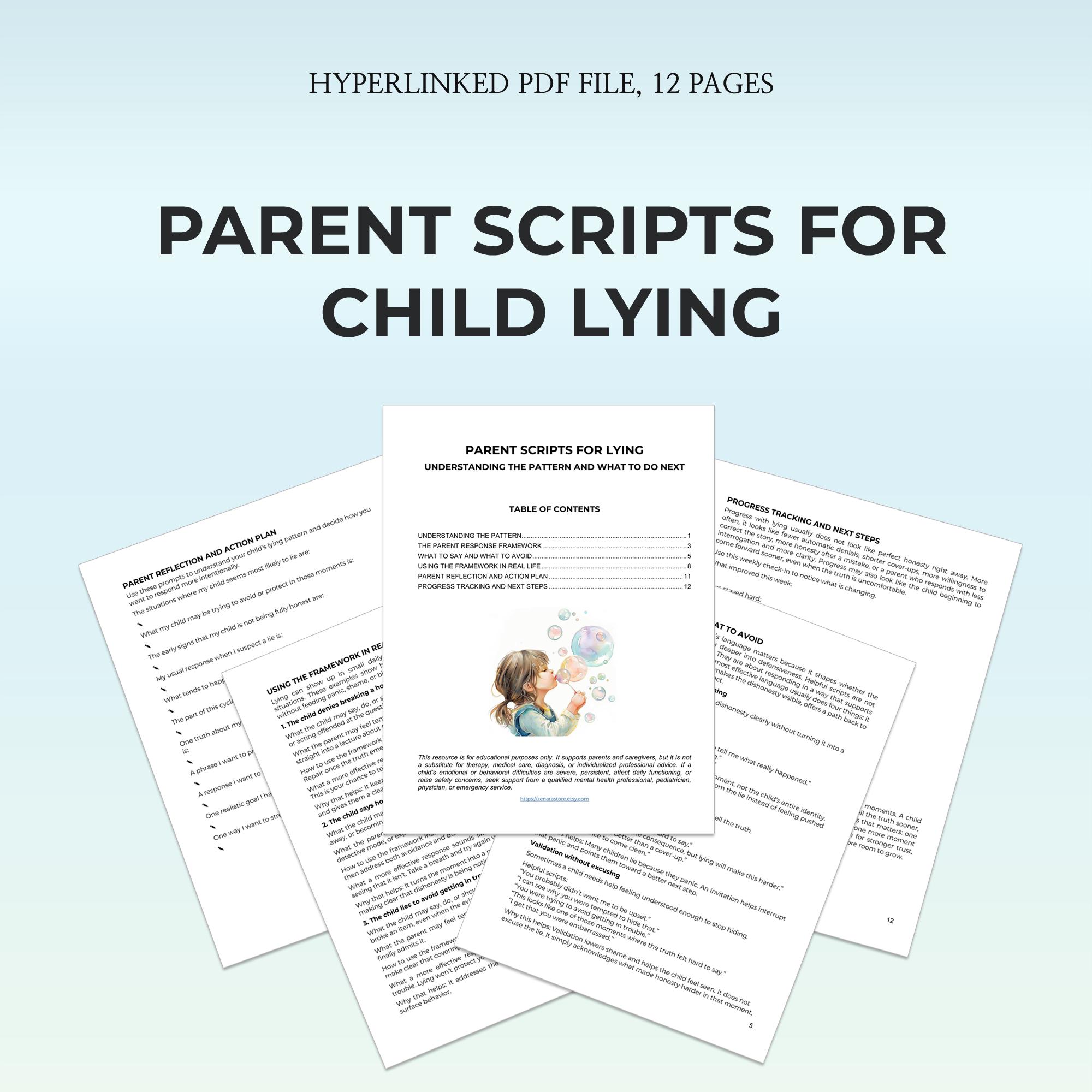 Parent Script Parent Scripts for Lying Printable PDF Honesty Trust Building Guide ...