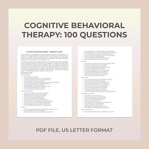 CBT Therapy Questions, Cognitive-Behavioral Therapy, Thought Patterns, Emotions, Evidence-Based, Goal-Oriented, Resilience,Therapy Worksheet