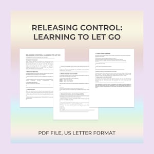 Letting Go Therapy Worksheet, Releasing Control, Anxiety Support, Emotional Release, Stress Relief, Mental Health Aid, Perfectionism Help