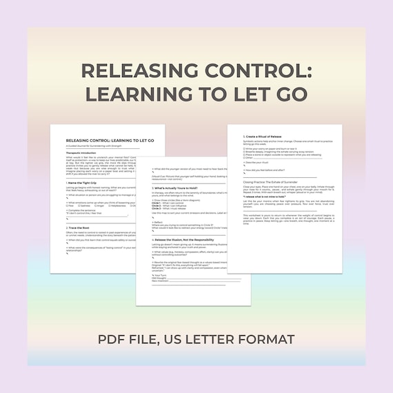 Letting Go Therapy Worksheet, Releasing Control, Anxiety Support, Emotional Release, Stress Relief, Mental Health Aid, Perfectionism Help
