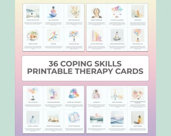 Coping Skills Therapy Cards, Cognitive Behavioral Therapy Cards, CBT, Acceptance and Commitment Therapy, ACT, Printable Therapy Flashcards