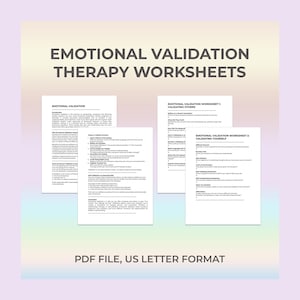 Emotionale Bestätigung, Bestätigung von Gefühlen, Selbstakzeptanz, Cbt-Fähigkeiten, Heilung von Emotionen, Bewältigungsarbeitsblatt, Therapeutenwerkzeug, Therapiearbeitsblatt