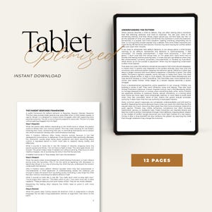 Pu&ograve; includere: Un tablet digitale mostra un documento con testo sulle strategie genitoriali. Il tablet &egrave; su sfondo bianco. Le parole "Tablet Optimized" e "Instant Download" sono visibili. Il documento &egrave; di 12 pagine.