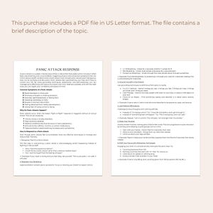 May include: A printable PDF guide with tips on how to manage panic attacks. The guide includes information on common symptoms, why panic attacks happen, how to prepare for a panic attack, and techniques to manage panic attacks.