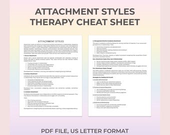 Attachment Style Sheet, Attachment Types, Secure Attachment, Anxious Attachment, Avoidant Attachment, Disorganized Style, Attachment Therapy