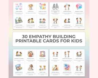 Tarjetas de terapia para niños: Juego de actividades imprimibles para desarrollar la empatía y las habilidades socioemocionales a través de la reflexión diaria guiada.