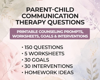 Parent Child Communication Questions Family Therapy Worksheets Parenting Conversation Prompts Counseling Resource Printable PDF Workbook