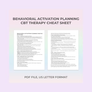 Gedragsactiveringsplanner CBT-spiekbriefje Afdrukbaar voor positieve activiteit Planning Stemming Motivatie Cliënten Herstel van depressie