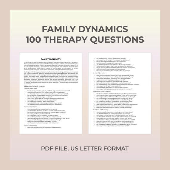 Therapy Questions for Family Dynamics, Communication, Healthy Boundaries, Emotional Connection, Family Therapy, Family Roles, Trust-Building