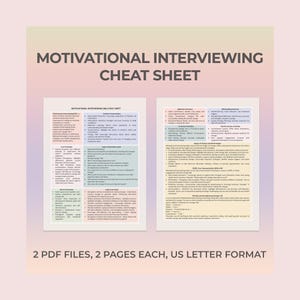 Aide-mémoire d'EM, Aide-mémoire de thérapie par entretien motivationnel, Feuille de thérapie imprimable, Feuille pour thérapeute, Aide-thérapeute, Aide-mémoire d'EM