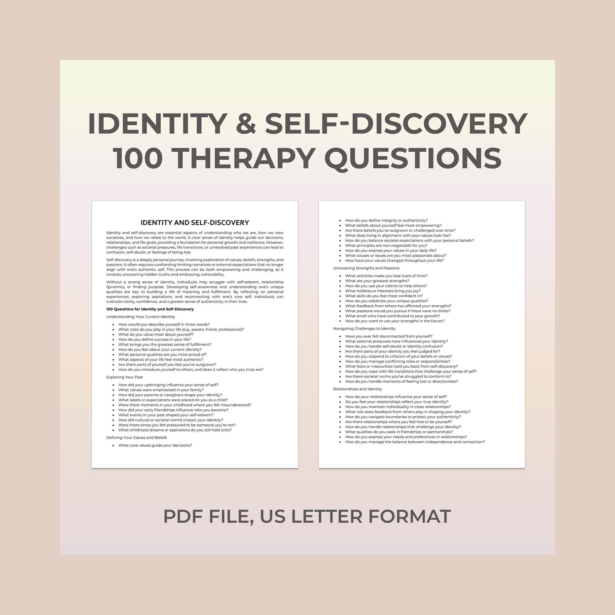 Therapy Questions for Self-discovery, Authenticity, Self-awareness ...