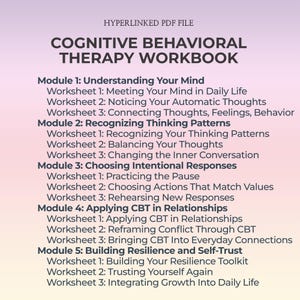 Cognitive Behavioral Therapy Workbook for Daily Emotional Awareness Self Reflection and Reframing Thought Patterns Printable PDF Guide
