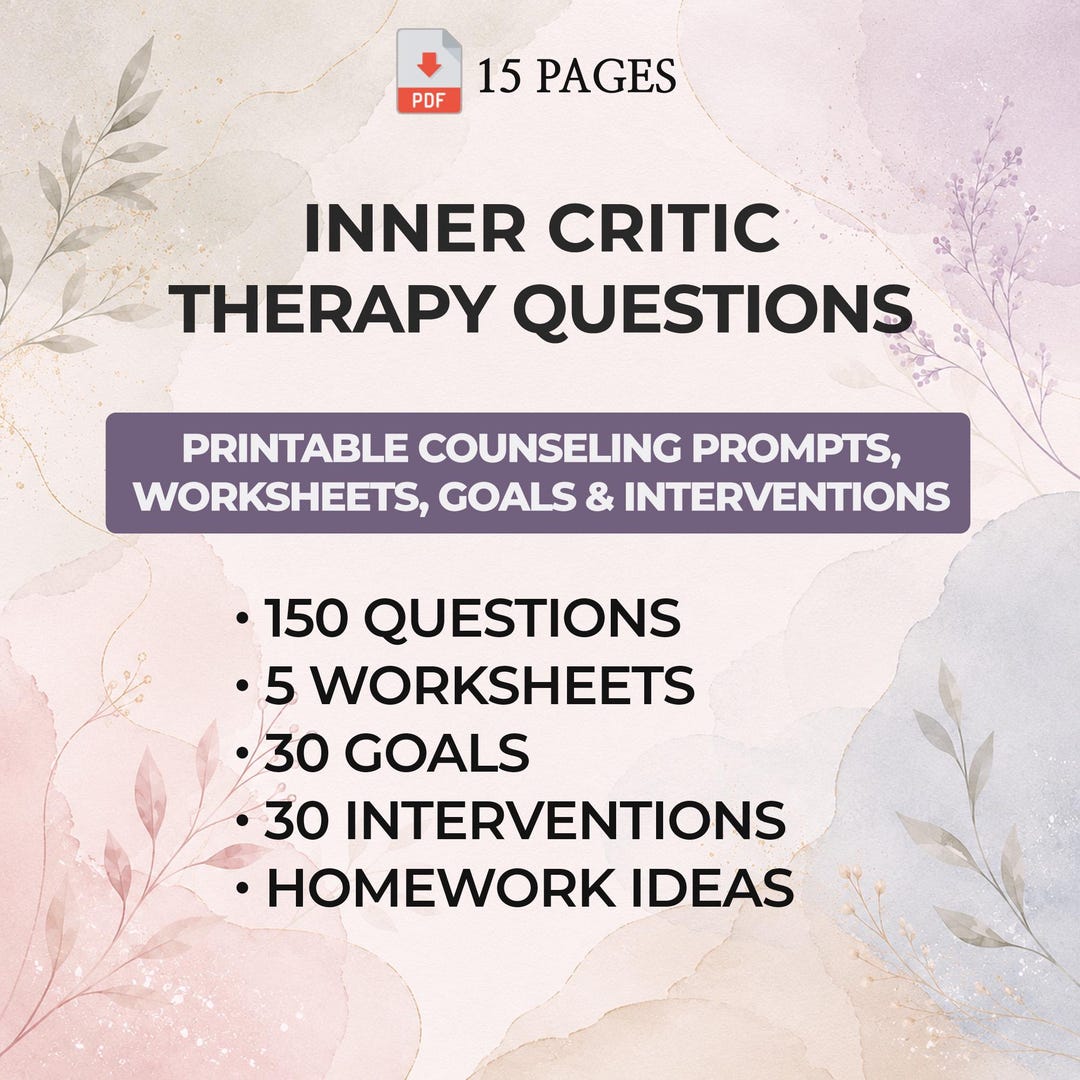 Inner Critic Therapy Questions Printable Self Compassion Worksheets ...