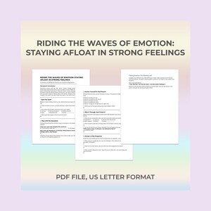 Riding Emotions Therapy Worksheet, Emotion Wave, Mindfulness Worksheet, CBT Printable, Emotional Coping, Therapy Resource, Feeling Support