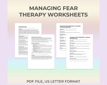 Fear Worksheet, Manage Fear, Therapy Worksheet, CBT Fear Tool, Emotional Awareness, Grounding, Trauma Therapy, Fear Triggers, Coping Skills