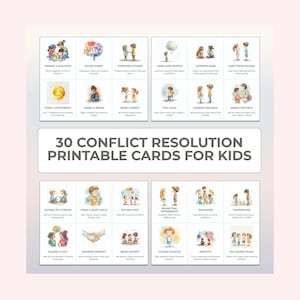 Conflict Resolution Therapy Cards Kids Printable Psychotherapy Worksheets Children Problem Solving Emotional Growth School Counselor Tool