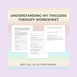 Emotional Triggers Therapy Worksheet, Trigger Tracker, Reaction Pattern, Mental Health Tool, Awareness Practice, Counseling Resource