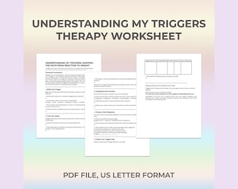 Emotional Triggers Therapy Worksheet, Trigger Tracker, Reaction Pattern, Mental Health Tool, Awareness Practice, Counseling Resource