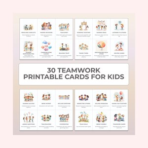 Tarjetas de terapia de trabajo en equipo para niños, hojas de trabajo de psicoterapia imprimibles, resolución de conflictos, habilidades sociales, consejero escolar, aula, PDF