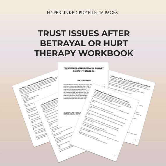 Trust After Betrayal Workbook Rebuild Self Trust Boundaries Evidence Safe Steps Triggers Repair Conversations Safety Plan Healing Worksheets
