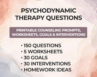 Psychodynamic Therapy Questions Insight Oriented Worksheets Counseling Prompts Attachment Reflection Therapist Resource Printable PDF Guide