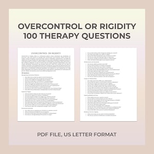 Perguntas terapêuticas sobre controle excessivo, rigidez, perfeccionismo, inflexibilidade, supressão emocional, vulnerabilidade, adaptabilidade, ficha de exercícios terapêuticos