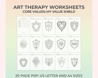 Core Values Art Therapy Worksheet Mindfulness Drawing Activity Mental Health Reflection Creative Counseling Sheet Emotional Regulation PDF