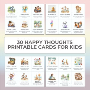 Glückliche Gedanken Therapiekarten für Kinder druckbare Psychotherapie Spiel Kinder positive Denkweise emotionale Unterstützung psychische Gesundheit Therapeut-Werkzeug