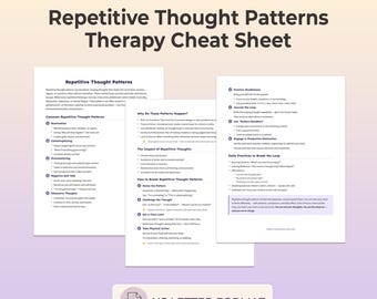 Repetitive Thoughts Therapy Cheat Sheet Rumination Overthinking Thought Loops Automatic Thoughts Cognitive Distortions Printable PDF Guide