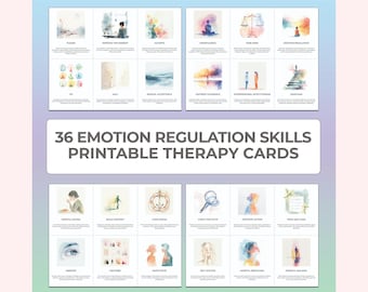 Emotion Regulation, Mindfulness Therapy Cards, Coping Skills Flashcards, Distress Tolerance Worksheets, Printable Therapy Flashcards, PDF