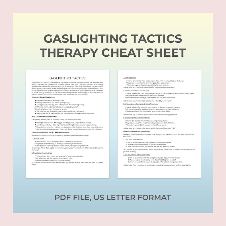 Manipulation Worksheet.pdf Gaslighting Tactics, Manipulative Behavior, Recognize Gaslighting ...