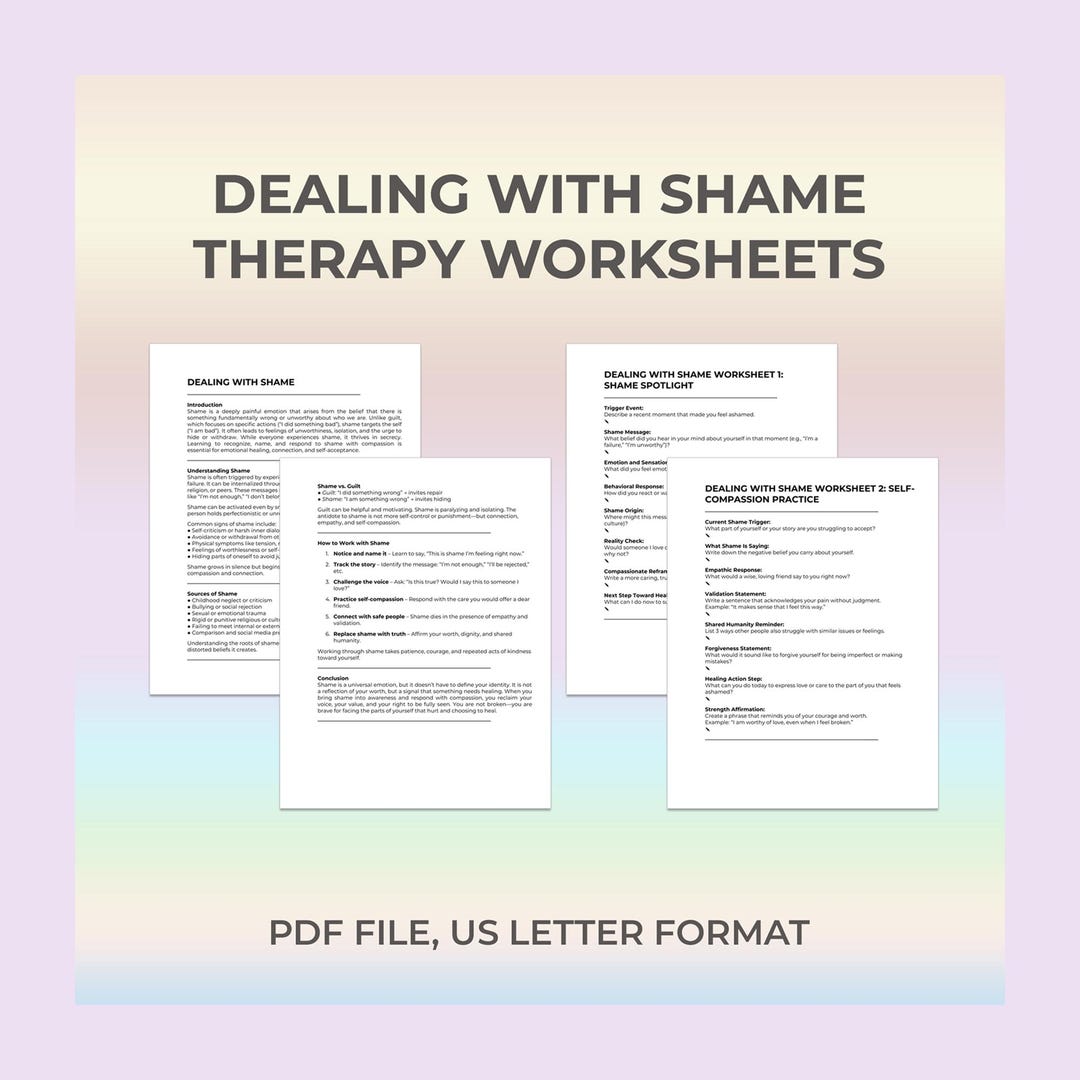Shame Worksheet, Therapy Worksheet, Self Compassion, Inner Critic ...