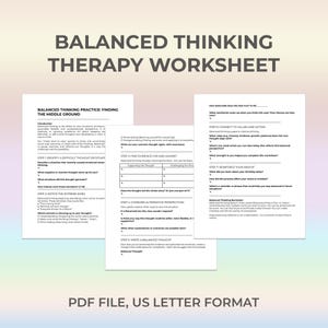 Balanced Thinking, CBT Worksheet, Therapy Printable, Cognitive Skill, Emotional Balance, Thought Reframe, Thinking Errors, Rational Thought